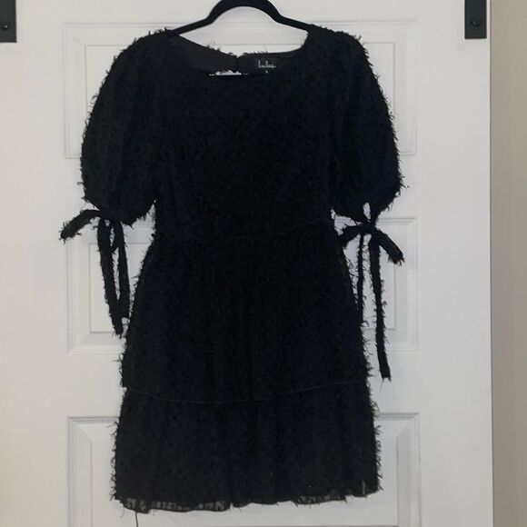 Lulu’s Black Wispy Mini Dress with Back Cut Out, NWOT - Picture 1 of 9